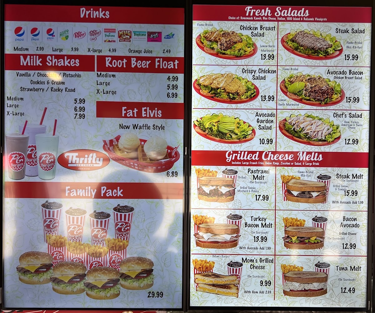 P & G Burgers Menu - Image 1